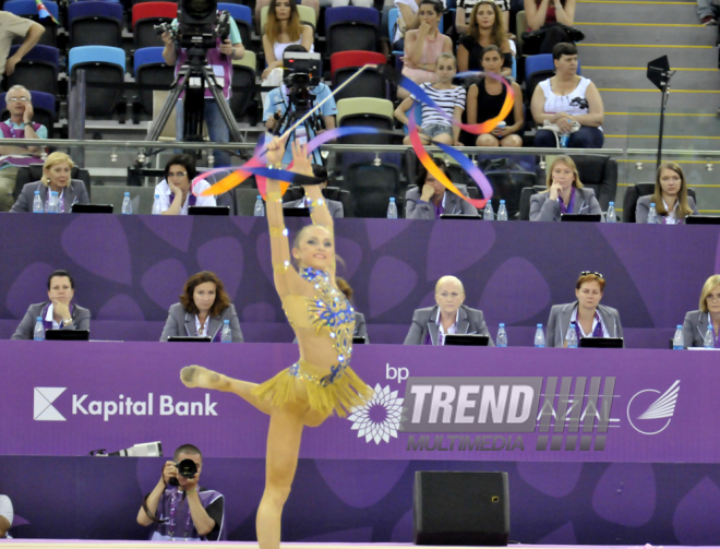 Avropa Oyunlarında bədii gimnastika üzrə lentlə hərəkətlər. Bakı, Azərbaycan, 21 iyun 2015